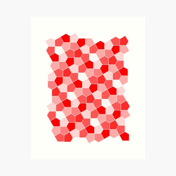Cairo Pentagonal Tiles Red Art Print