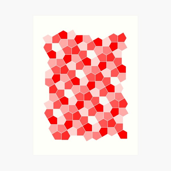 Cairo Pentagonal Tiles Red Art Print