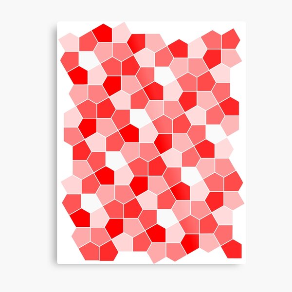 Cairo Pentagonal Tiles Red Metal Print
