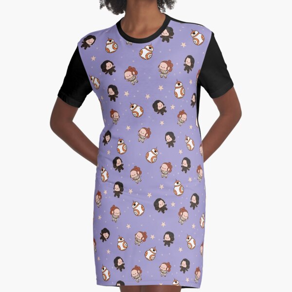 Reylo Adventure - Purple Graphic T-Shirt Dress