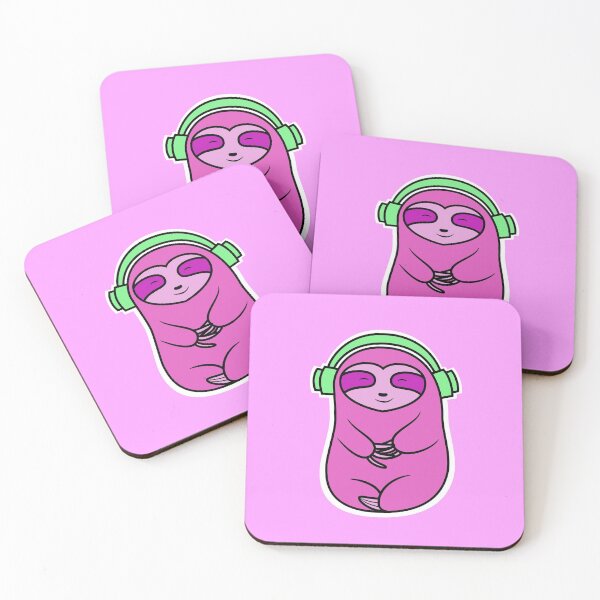 Item preview, Happy Pink Sloth Listening to Music designed and sold by SubtleSplit.