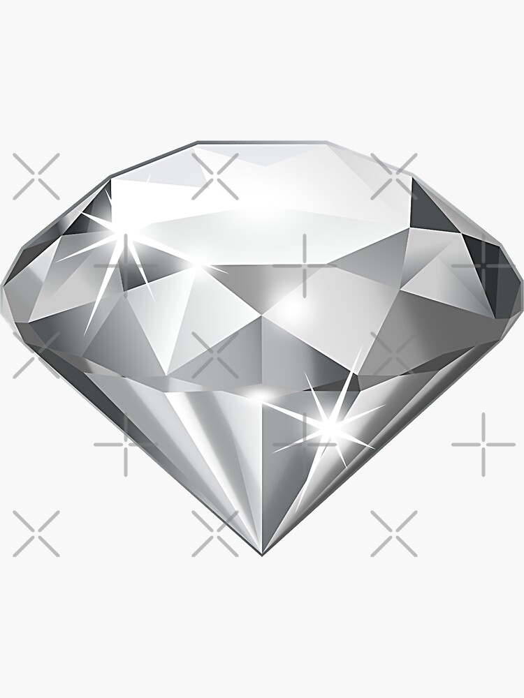 Diamond, shiny rhinestone, gem. White sparkle diamond, crystal.  Sticker  for Sale by iclipart