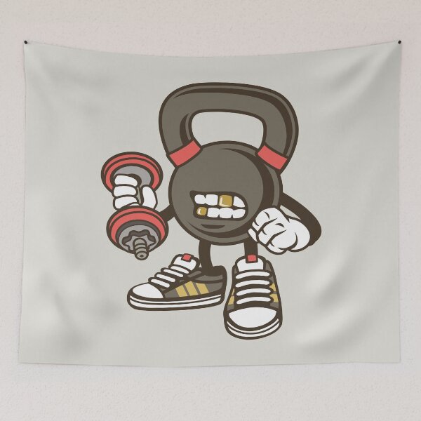 Item preview, Kettle bell cartoon designed and sold by cartoonbug.