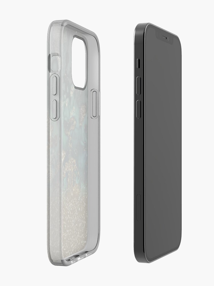 Alternate view of Malachite Green Marble and Gold Glitter iPhone Case & Cover