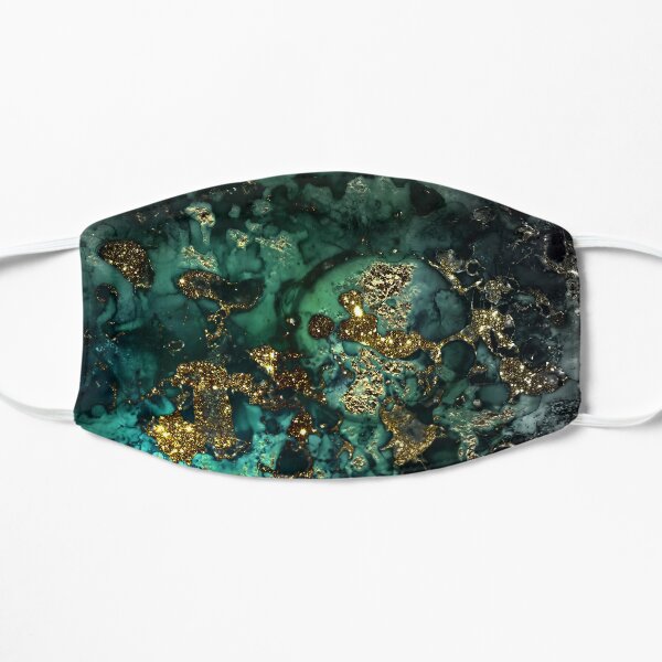 Gold Indigo Malachite Marble Flat Mask