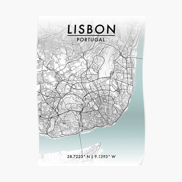 Poster Lissabon Stadtplan Redbubble