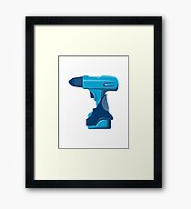 cordless drill side view retro Framed Print