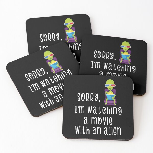 Item preview, Sorry I'm Watching A Movie With An Alien Funny Alien In 3d Glasses Eating Popcorn designed and sold by FunnySunny T-Shirts.