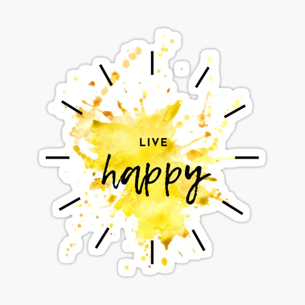 Live Happy Intentional Living Watercolor Inspirational Quote Sticker