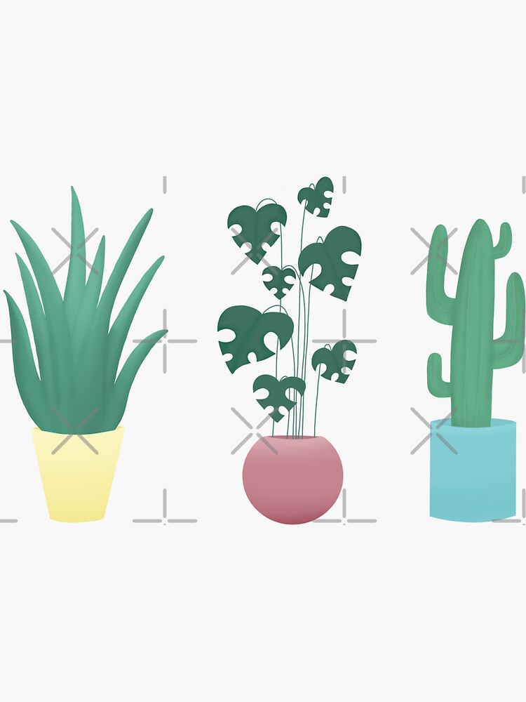 Thumbnail 3 of 3, Sticker, Pack of minimalist plants designed and sold by Pastel-PaletteD.