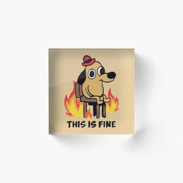 "This Is Fine" Meme Acrylic Block