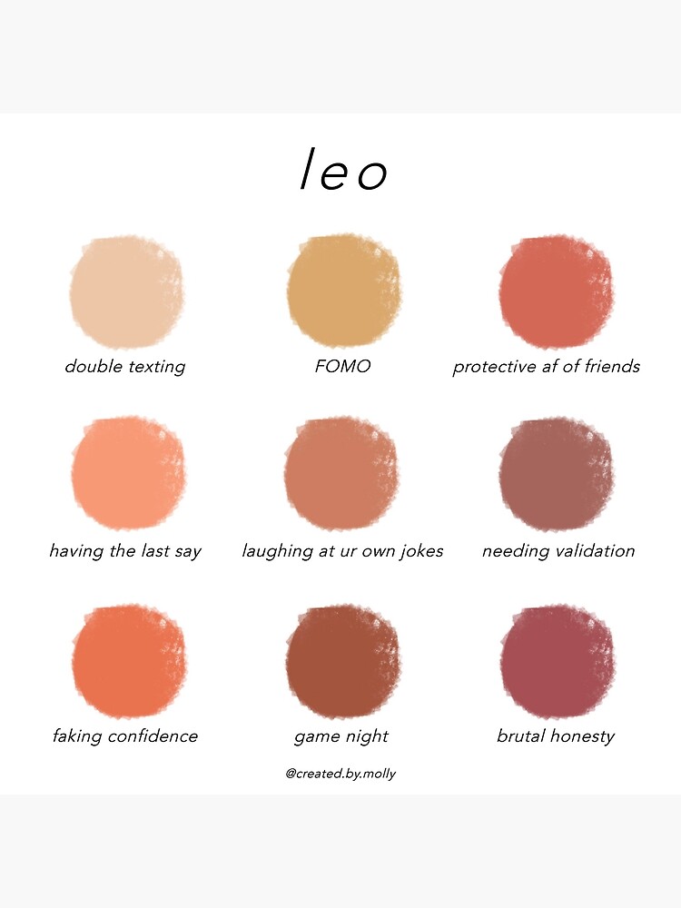 "Leo Color Chart" Photographic Print for Sale by createdbymolly Redbubble