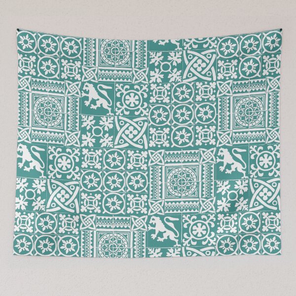 Item preview, Mediaeval Tiles Pattern on Blue designed and sold by MarbleCloud.