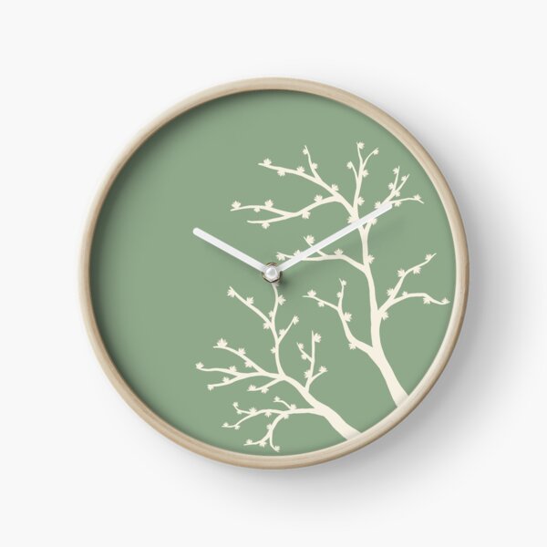 Green Blossom Tree Clock