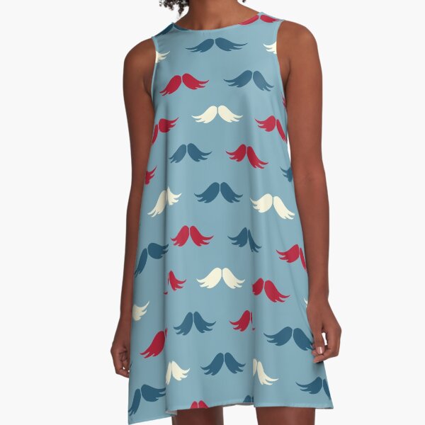 Mustache Mania - The Schnauzer Patriot A-Line Dress