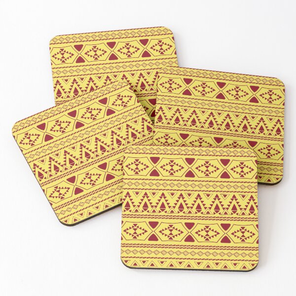 Item preview, Indian festival wowing cloth pattern, neck gator, dark red design on light yellow background designed and sold by DukeDoctor.