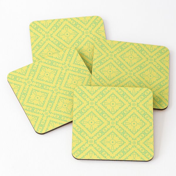 Item preview, Indian festival wowing cloth pattern, neck gator, light green design on light yellow background designed and sold by DukeDoctor.