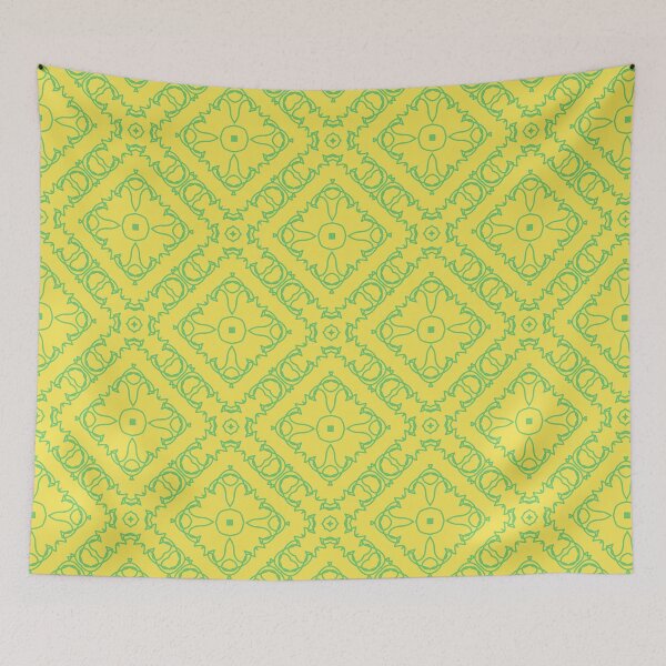Item preview, Indian festival wowing cloth pattern, neck gator, light green design on light yellow background designed and sold by DukeDoctor.