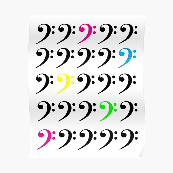 Colorful Bass Clef Poster