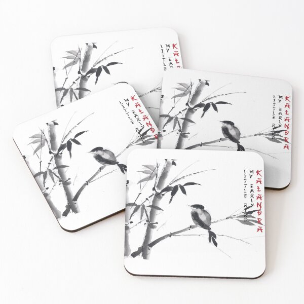 Item preview, Chinese ink painting - little bird on bamboo branch designed and sold by Kallandra.