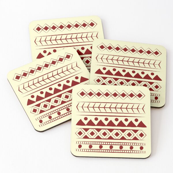 Item preview, Linear rangoli pattern pattern, neck gator, marron design on creme background designed and sold by DukeDoctor.