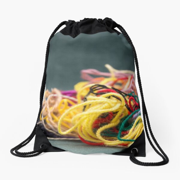 Wool strands, knitting and crochet wool leftovers Drawstring Bag