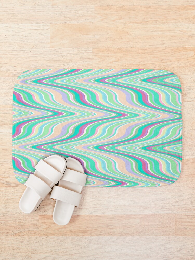 "Seafoam green blue infinite ikat pattern, magical chevron" Bath Mat for Sale by KINKDesign