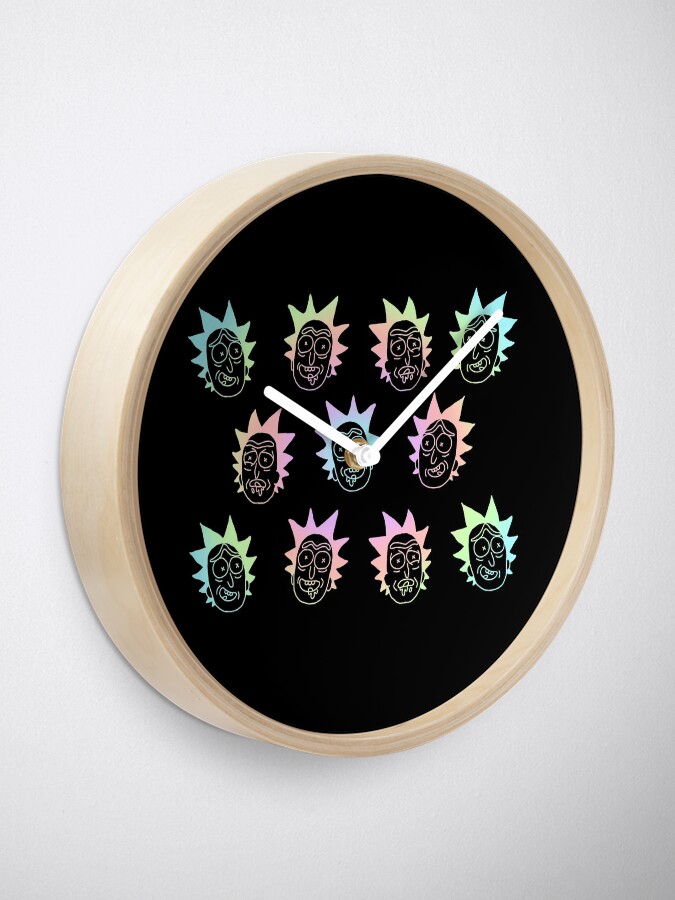 Alternate view of 50 shades of rick pattern colorful Clock