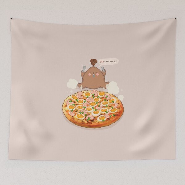 Item preview, una pizza al horno bellamente cubierta con langostinos frescos designed and sold by bobablacksweet.