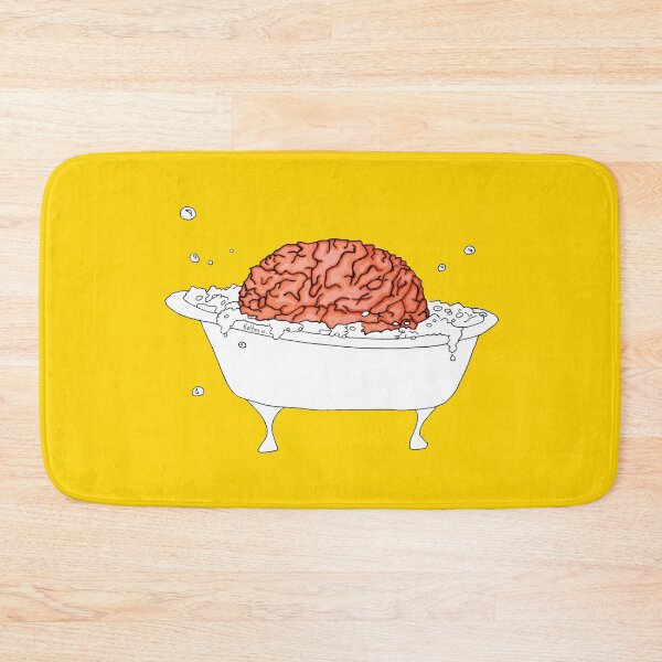 Item preview, Brain in a Tub - Bubble Bath - simple drawing yellow background designed and sold by Natasha Kolton.