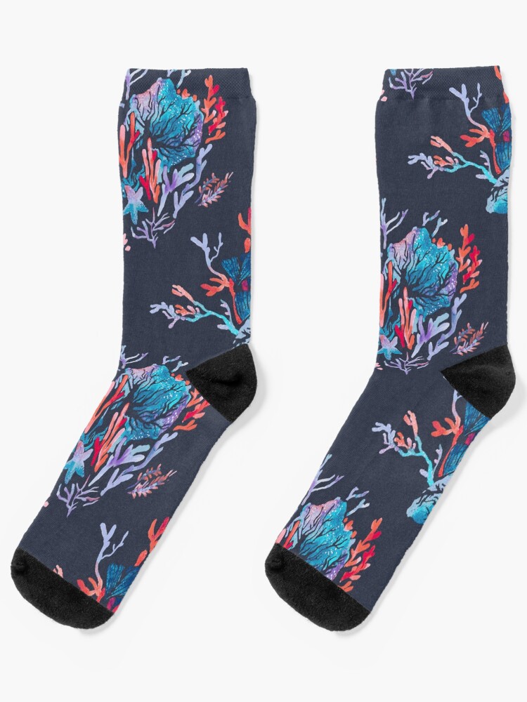 coral and navy socks