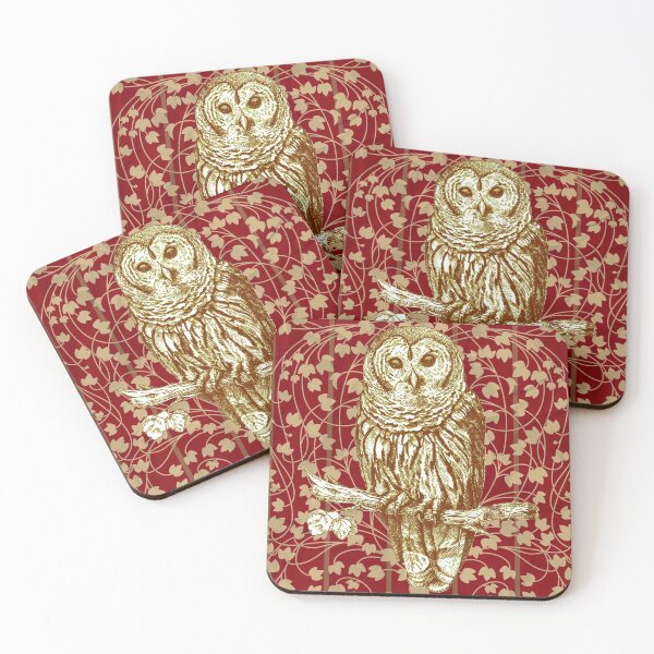 Item preview, Art Nouveau Owl in Red designed and sold by MeganSteer.