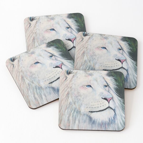 Item preview, White Lion, African Animal Original Art, Contemporary Art, Lion Mixed Media Artwork designed and sold by dianecita.