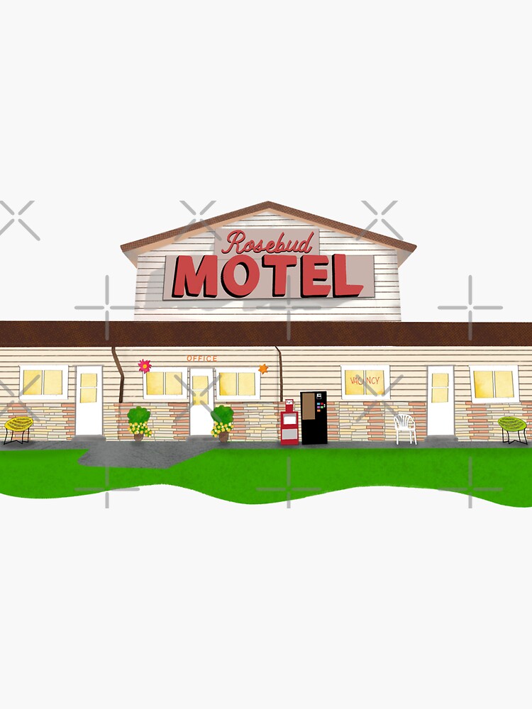 "Rosebud Motel Illustration" Sticker for Sale by whyshecreates Redbubble
