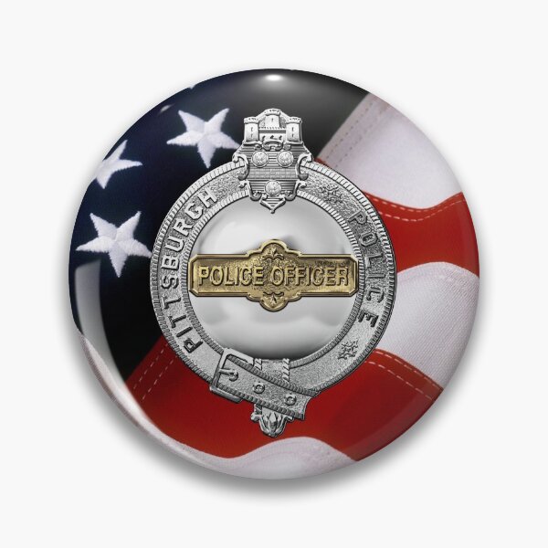 Item preview, Pittsburgh Bureau of Police - PBP Police Officer Badge over American Flag designed and sold by Serge Averbukh Art Studio.