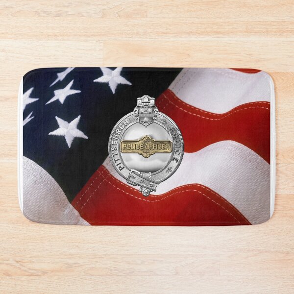 Item preview, Pittsburgh Bureau of Police - PBP Police Officer Badge over American Flag designed and sold by Serge Averbukh Art Studio.