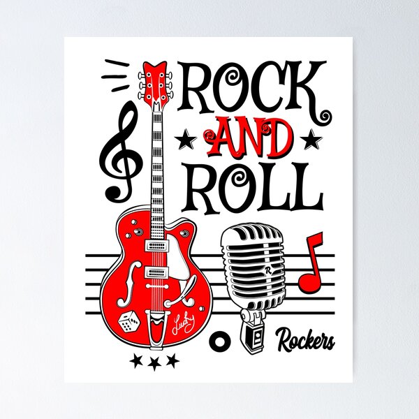 Rockabilly Style Pin Up Girl Guitar Dice Vintage Classic Rock and Roll  Music | Art Board Print