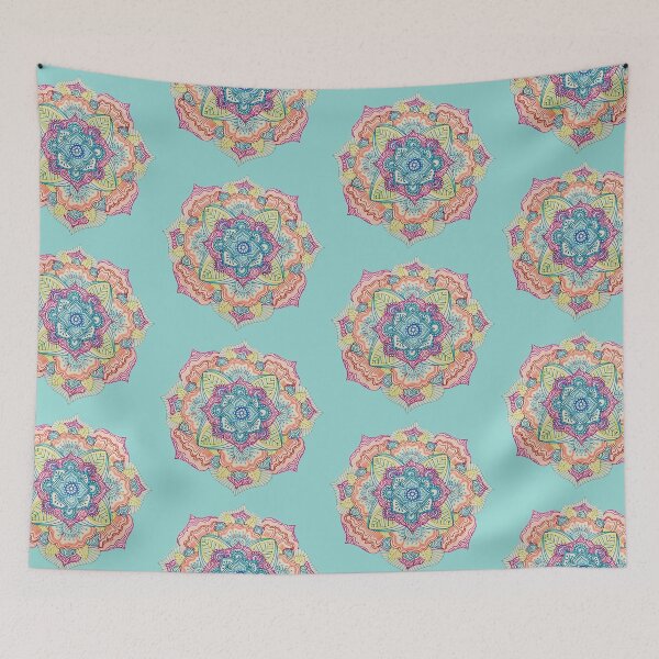 Item preview, Floral Mandala on Teal Background designed and sold by mikaylawright.