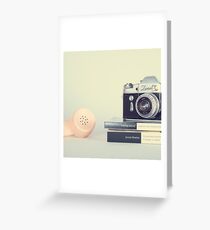 Vintage Camera and Retro Telephone Greeting Card