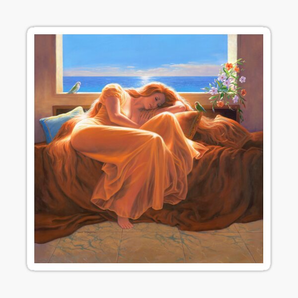 Greg Hildebrandt's Flaming June - American Beauties Pin-up art by Greg Hildebrandt Sticker