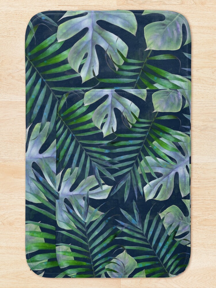 Alternate view of Night tropical leaves Bath Mat