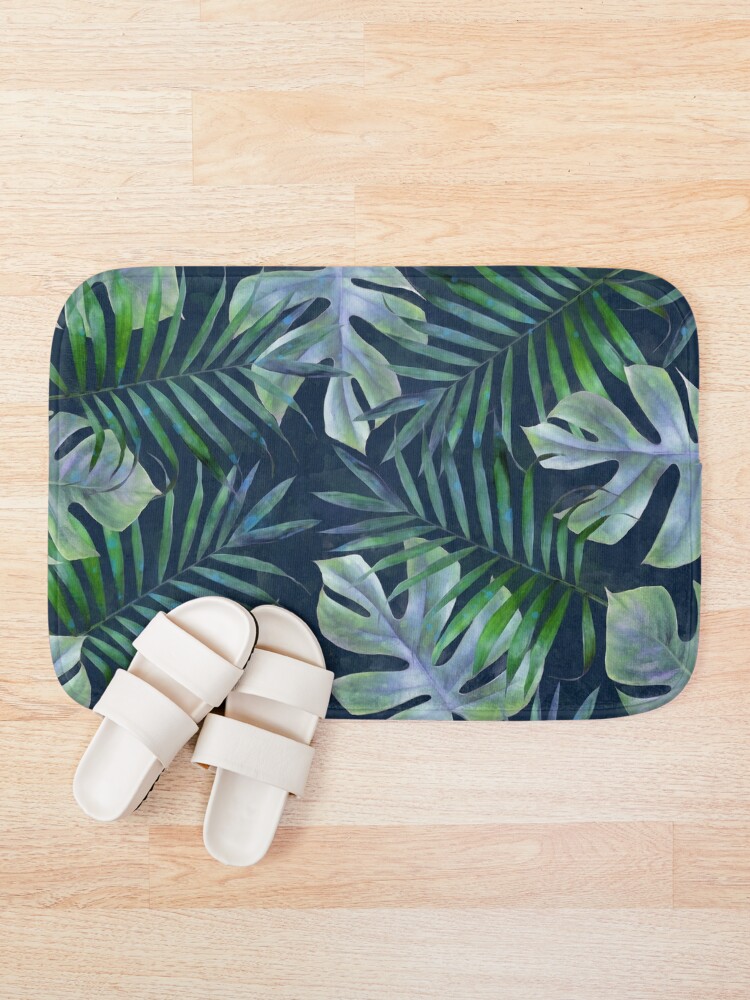 Alternate view of Night tropical leaves Bath Mat
