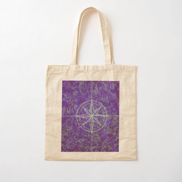 Map of the Heavens in Purple Cotton Tote Bag