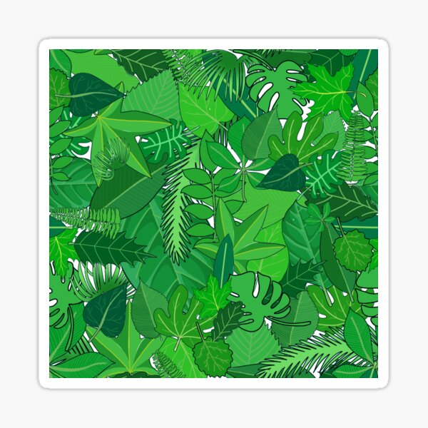 Busy Green Leaves Pattern Sticker