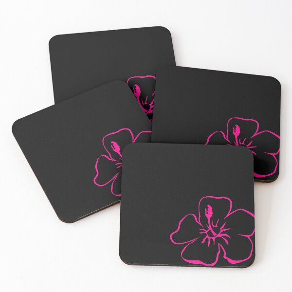 Item preview, Black With Shocking Pink Hibiscus Flower Outline designed and sold by jaggerstudios.