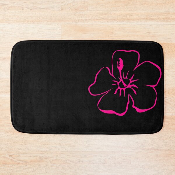 Item preview, Black With Shocking Pink Hibiscus Flower Outline designed and sold by jaggerstudios.