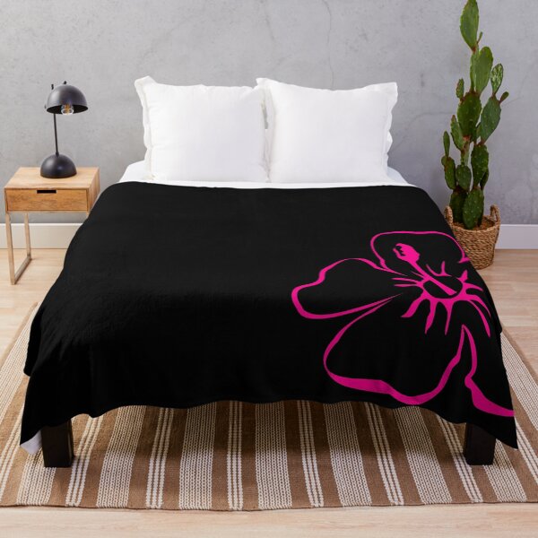 Aperçu de l'œuvre Noir avec contour de fleur d'hibiscus rose choquant créée et vendue par jaggerstudios.