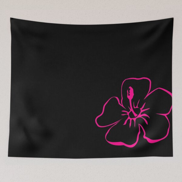 Item preview, Black With Shocking Pink Hibiscus Flower Outline designed and sold by jaggerstudios.
