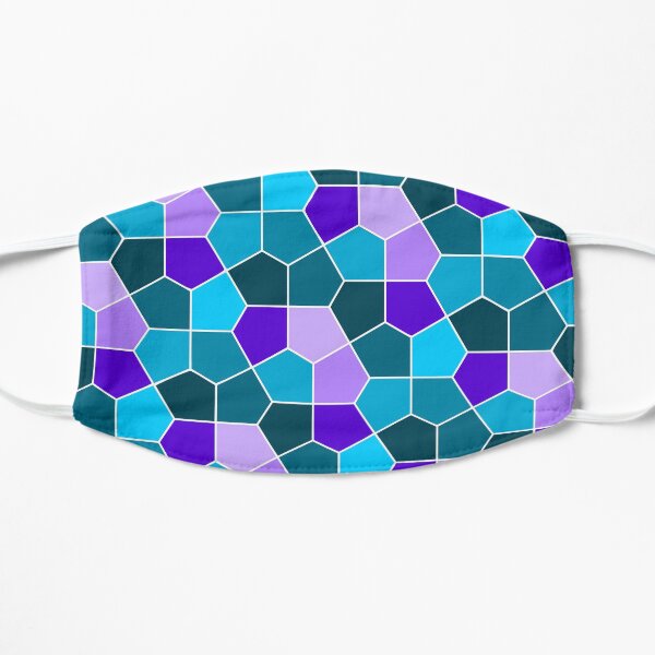 Cairo Pentagonal Tiles in Aqua and Purple Flat Mask