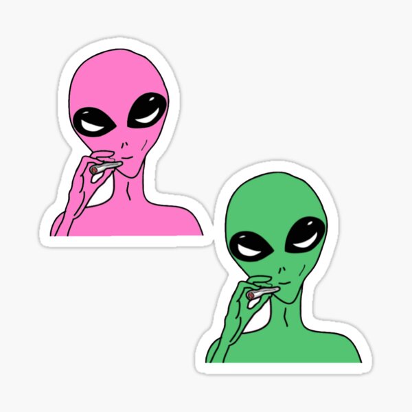 5649 Meditating Four Armed Green Alien Third Eye Blunt Stoner Sticker Decal 